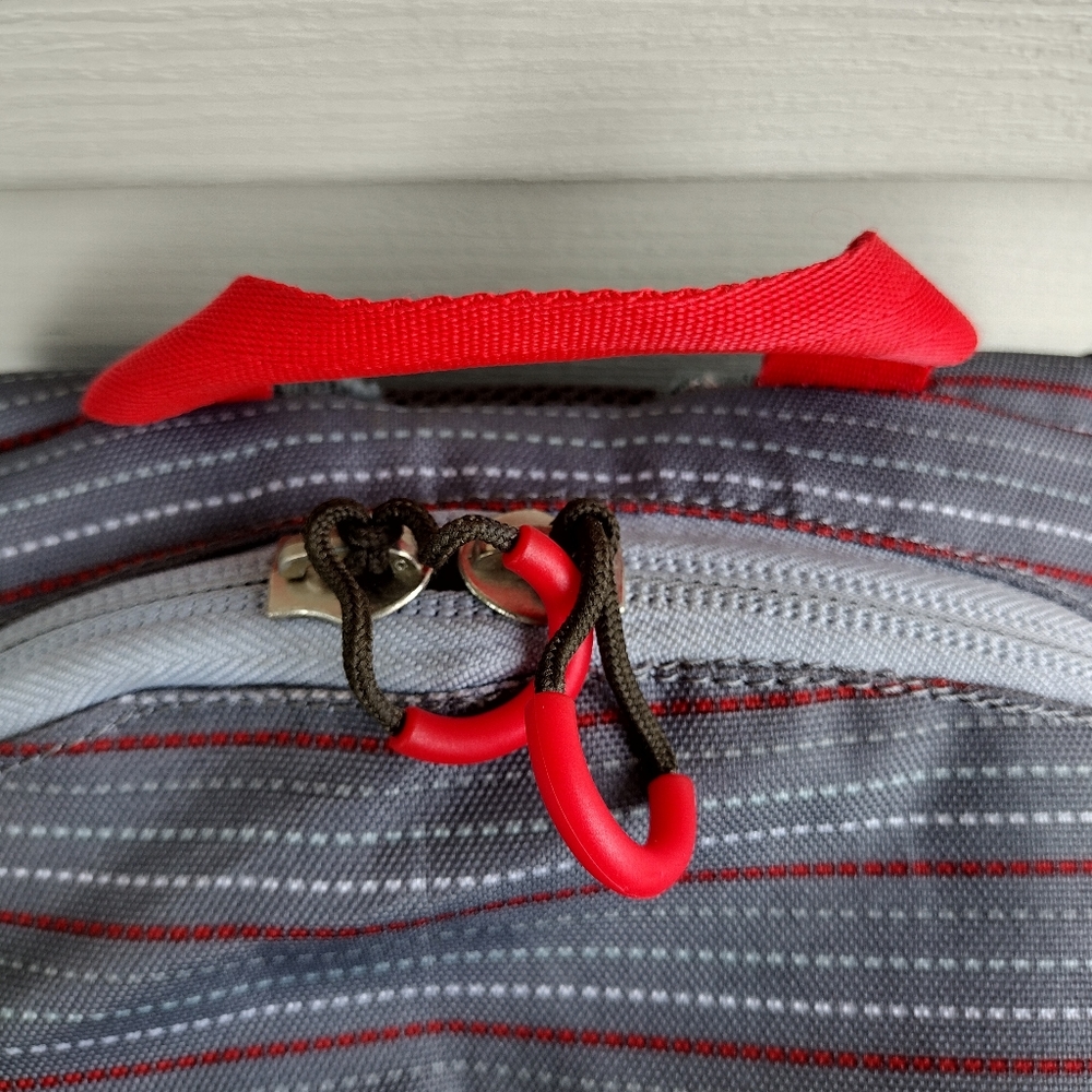 Embark Recycled Content Basic Backpack Gray Red Adjustable Straps - Picture 5 of 13